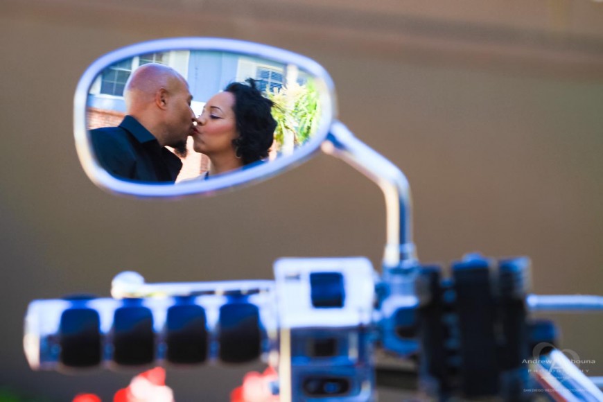 Malika and Rob's Motorcycle and Engagement Photos at the Lafayette Hotel by San Diego Wedding Photographer Andrew Abouna