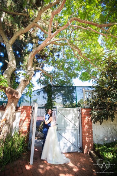 Monica and Ricky La Jolla Backyard Wedding First Look by San Diego Wedding Photographer Andrew Abouna